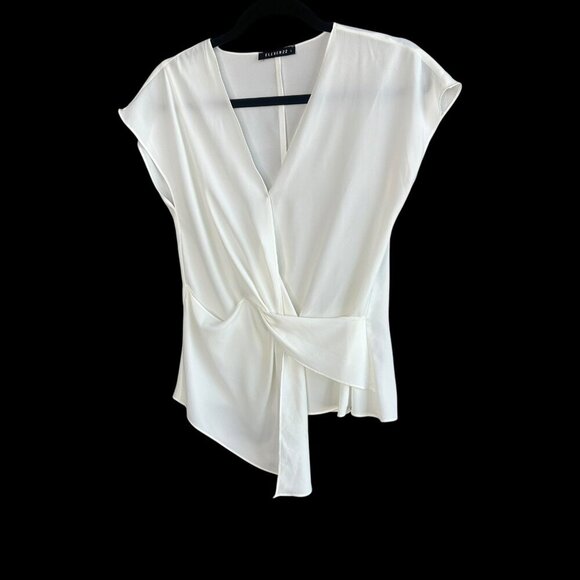 Eleven 22 Naked Zebra White Asymmetrical Wrap Cap Sleeve Top Size Small - Picture 1 of 8